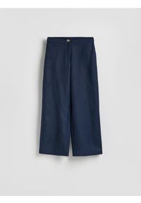 Reserved - Spodnie z lnem - granatowy. Kolor: niebieski. Materiał: len