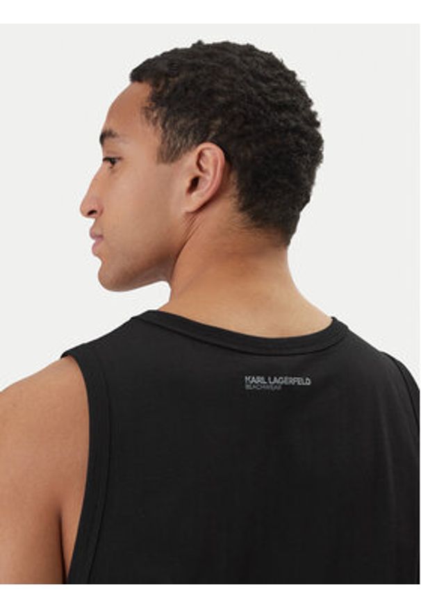 Karl Lagerfeld - KARL LAGERFELD Tank top B1M46012 Czarny Regular Fit. Typ kołnierza: dekolt w karo. Kolor: czarny. Materiał: bawełna
