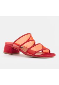 Marco Shoes Klapki damskie z półprzeźroczystymi paskami czerwone. Kolor: czerwony #2