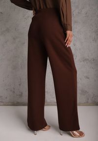 Renee - Brązowe Bawełniano-Wiskozowe Spodnie o Eleganckim Kroju w Kant Tinawre. Okazja: na co dzień. Kolor: brązowy. Materiał: wiskoza, bawełna. Wzór: gładki. Styl: elegancki #2