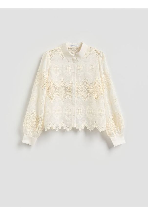 Reserved - Koszula z lyocellem - złamana biel. Materiał: tkanina