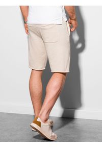 Ombre Clothing - Krótkie spodenki męskie dresowe W299 - białe - XXL. Kolor: biały. Materiał: dresówka. Długość: krótkie. Sezon: lato #3