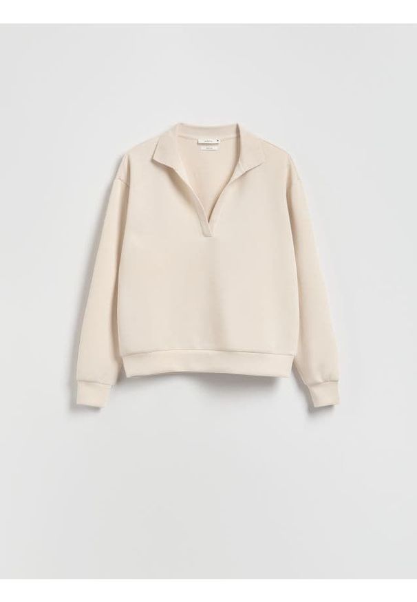 Reserved - Bluza z modalem - beżowy. Kolor: beżowy. Materiał: dzianina