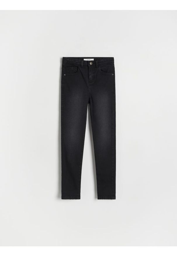 Reserved - Jeansy slim super high waist - czarny. Stan: podwyższony. Kolor: czarny