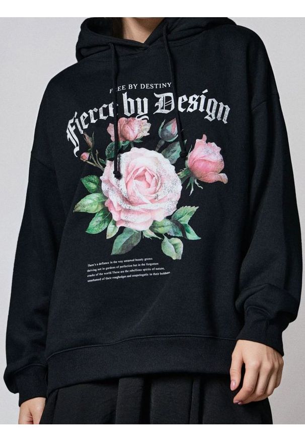 Sinsay - Bluza hoodie - czarny. Kolor: czarny