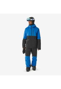 WEDZE - Kurtka narciarska i snowboardowa męska Quechua 500 AM. Kolor: czarny, niebieski, wielokolorowy. Materiał: materiał. Sezon: zima. Sport: narciarstwo, snowboard