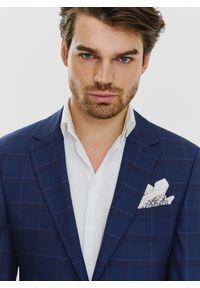 Pako Lorente - PAKO LORENTE – Granatowa marynarka garniturowa w czerwono-niebieską kratkę. Okazja: na wesele, na komunię, na ślub cywilny. Kolor: niebieski, czerwony, wielokolorowy. Materiał: lycra, poliester, wełna. Wzór: kratka #7