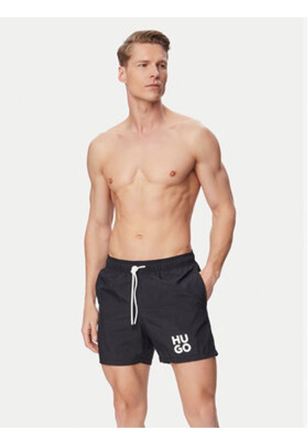 Hugo - HUGO Szorty kąpielowe Paolo 50545464 Czarny Regular Fit. Kolor: czarny. Materiał: syntetyk