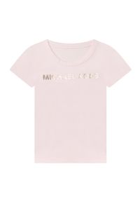 Michael Kors t-shirt bawełniany dziecięcy R15110.114.150 kolor różowy. Kolor: różowy. Materiał: bawełna. Długość rękawa: krótki rękaw. Długość: krótkie. Wzór: nadruk