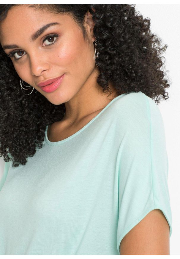 bonprix - T-shirt z miękkiej mieszanki wiskozy. Kolor: niebieski, zielony. Materiał: wiskoza