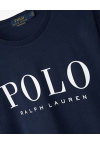 Ralph Lauren - RALPH LAUREN - Granatowa koszulka z nadrukiem Slim Fit. Typ kołnierza: polo. Kolor: niebieski. Materiał: jersey. Długość rękawa: krótki rękaw. Wzór: nadruk. Styl: klasyczny