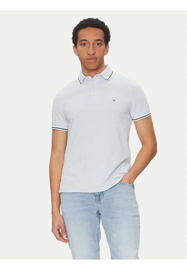 TOMMY HILFIGER - Tommy Hilfiger Polo Seasonal MW0MW39993 Błękitny Slim Fit. Typ kołnierza: polo. Kolor: niebieski. Materiał: bawełna