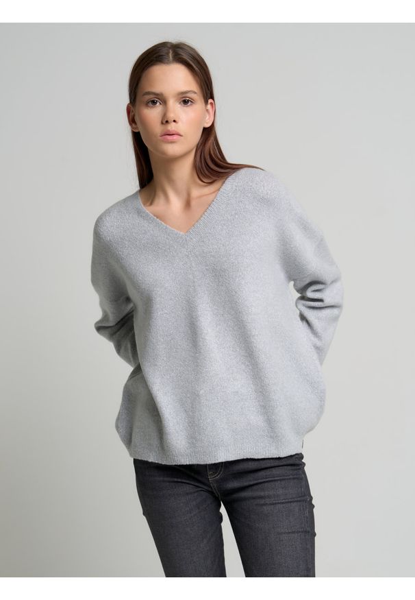 Big-Star - Sweter damski szary Endovina 901. Kolor: szary. Wzór: kolorowy. Sezon: lato, jesień