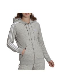Adidas - Bluza adidas Essentials French Terry 3-Stripes Full-Zip Hoodie GL0802 - szara. Kolor: szary
