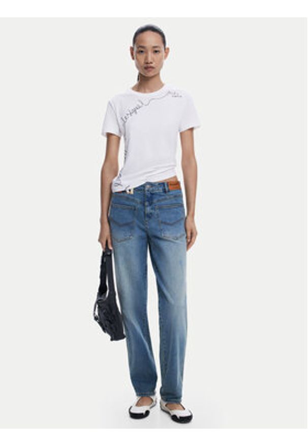 Desigual T-Shirt Charly 25WWTK08 Biały Regular Fit. Kolor: biały. Materiał: bawełna