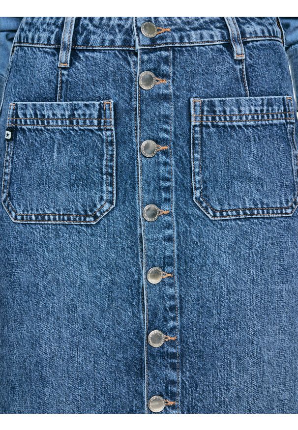 Big-Star - Spódnica damska midi jeansowa granatowa Gaia 627. Okazja: na co dzień. Stan: podwyższony. Kolor: niebieski. Materiał: jeans. Styl: elegancki, casual, klasyczny