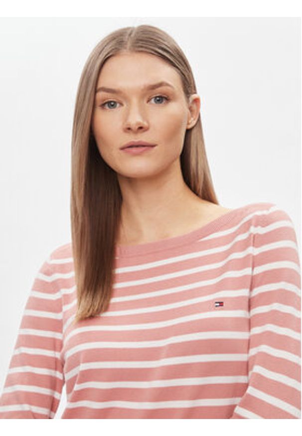 TOMMY HILFIGER - Tommy Hilfiger Sweter WW0WW40099 Różowy Regular Fit. Kolor: różowy. Materiał: bawełna, syntetyk