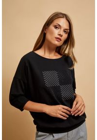 MOODO - Bluza z rękawami 3/4 czarna. Kolor: czarny. Materiał: bawełna, elastan #1