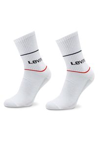 Levi's® Zestaw 2 par wysokich skarpet unisex 701210567 Biały. Kolor: biały. Materiał: bawełna, materiał