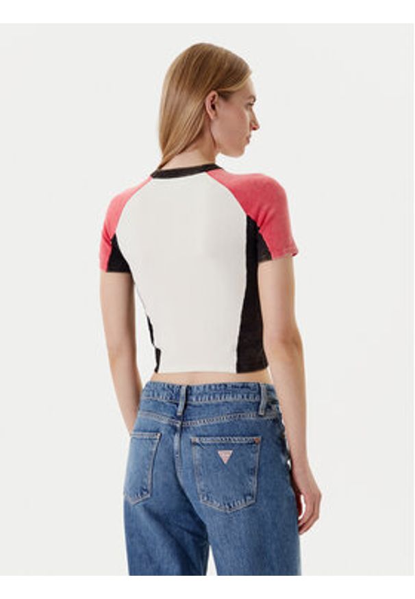 Guess T-Shirt W5YR44 Z2YJ2 Écru Regular Fit. Materiał: wiskoza