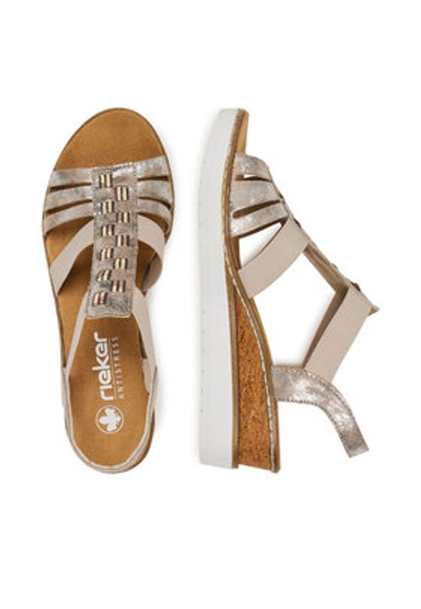 Rieker Sandały V3822-90 Srebrny. Kolor: srebrny. Materiał: syntetyk, materiał
