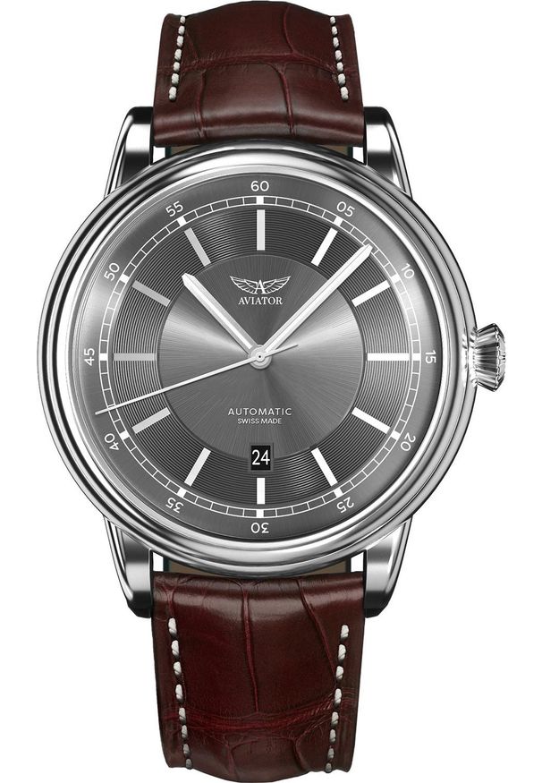 AVIATOR - Zegarek Aviator Zegarek męski Aviator V.3.32.0.240.4 brązowy. Kolor: brązowy