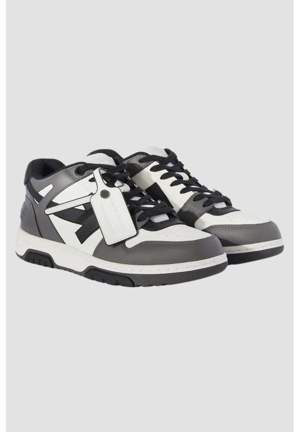 OFF-WHITE Szare sneakersy Out Of Office Calf Leather. Kolor: szary