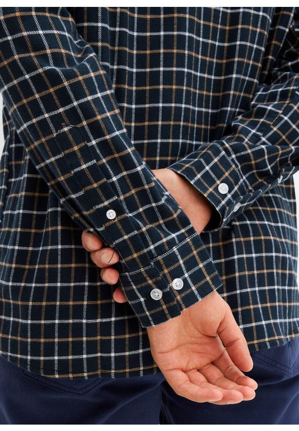 bonprix - Koszula flanelowa z długim rękawem, z czystej bawełny. Kolor: szary. Materiał: bawełna. Długość rękawa: długi rękaw. Długość: długie