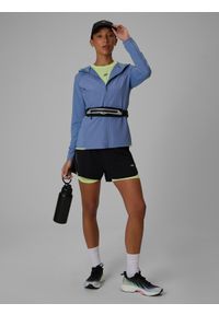 4f - 4F Bluza do biegania regular z kapturem damska - niebieska L. Typ kołnierza: kaptur. Kolor: niebieski. Długość: długie #2