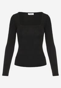 Born2be - Czarna Elastyczna Bluzka z Kwadratowym Dekoltem z Wiskozą Doriore. Okazja: na co dzień. Typ kołnierza: dekolt kwadratowy. Kolor: czarny. Materiał: wiskoza. Styl: elegancki, klasyczny, casual #2