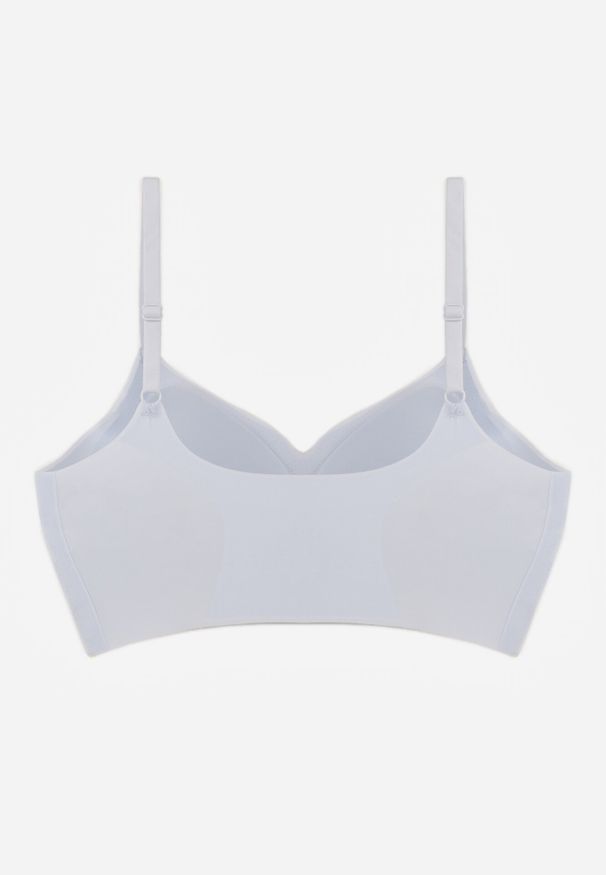 Born2be - Niebieski Bezszwowy Biustonosz Bez Fiszbin z Elastycznego Materiału Edalith. Kolor: niebieski. Materiał: materiał. Wzór: gładki