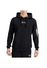 Bluza Alpha Industries Organics EMB Hoody 118350649 - czarna. Okazja: na co dzień. Typ kołnierza: kaptur. Kolor: czarny. Materiał: bawełna. Styl: casual, klasyczny