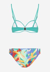 Born2be - Zielone Bikini Biustonosz z Marszczeniem i Majtki Figi Efrileia. Kolor: zielony. Wzór: ażurowy