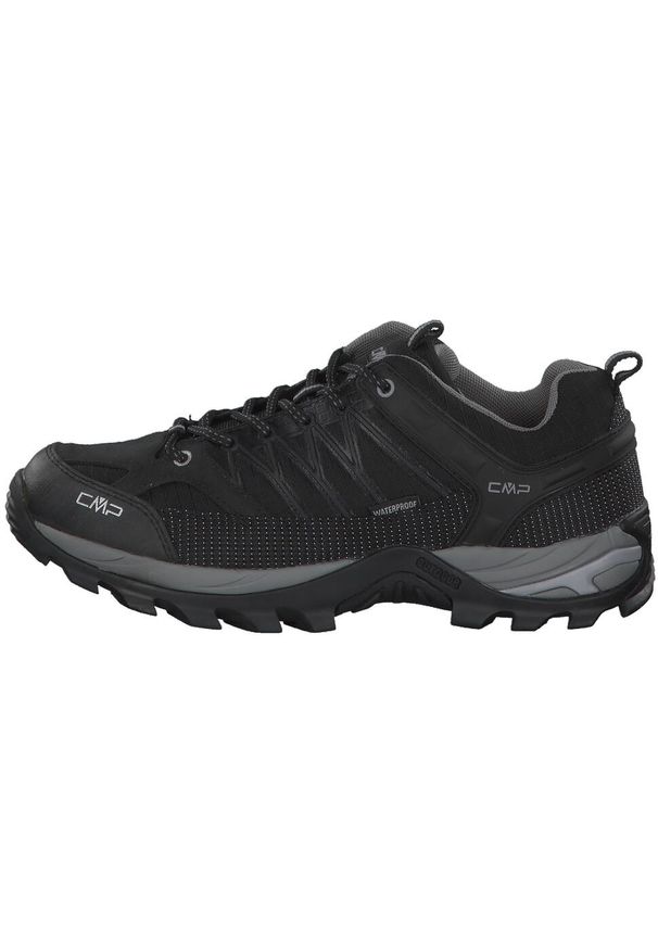 Buty trekkingowe męskie CMP Rigel Low Wp. Zapięcie: sznurówki. Kolor: czarny, szary, wielokolorowy. Materiał: guma, tkanina, skóra. Szerokość cholewki: normalna. Sport: turystyka piesza
