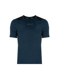 Champion T-Shirt "Tech-Tee" | 218011 | Mężczyzna | Czarny, Niebieski. Okazja: na co dzień. Kolor: niebieski, czarny, wielokolorowy. Materiał: poliester. Wzór: nadruk. Styl: casual, klasyczny