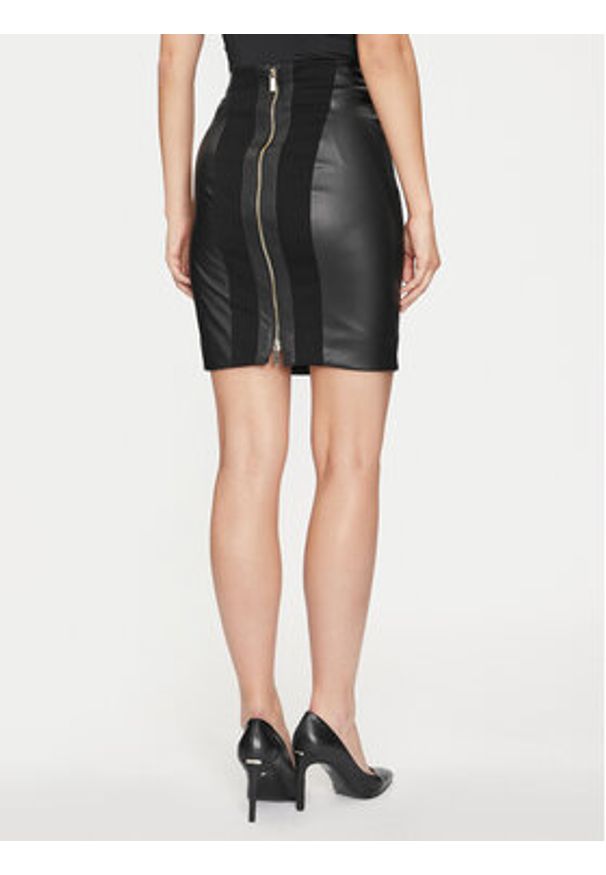 Marciano Guess Spódnica skórzana 4YGD06 7159A Czarny Slim Fit. Kolor: czarny. Materiał: syntetyk