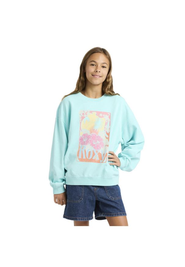 Roxy - Bluza dla Dziewczynki LINEUP TERRY Niebieski. Okazja: na co dzień. Kolor: niebieski. Materiał: poliester, bawełna, tkanina. Sezon: lato. Styl: casual