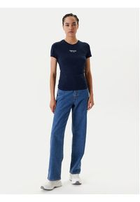 Tommy Jeans T-Shirt Essential DW0DW20913 Granatowy Slim Fit. Kolor: niebieski. Materiał: wiskoza, bawełna #3