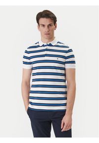 TOMMY HILFIGER - Tommy Hilfiger Polo 1985 MW0MW17771 Niebieski Slim Fit. Typ kołnierza: polo. Kolor: niebieski. Materiał: bawełna #1