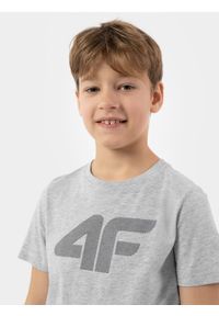 4f - 4F T-shirt z nadrukiem chłopięcy 146 (10-11 lat). Kolor: szary. Materiał: bawełna, dzianina. Wzór: nadruk. Sezon: lato