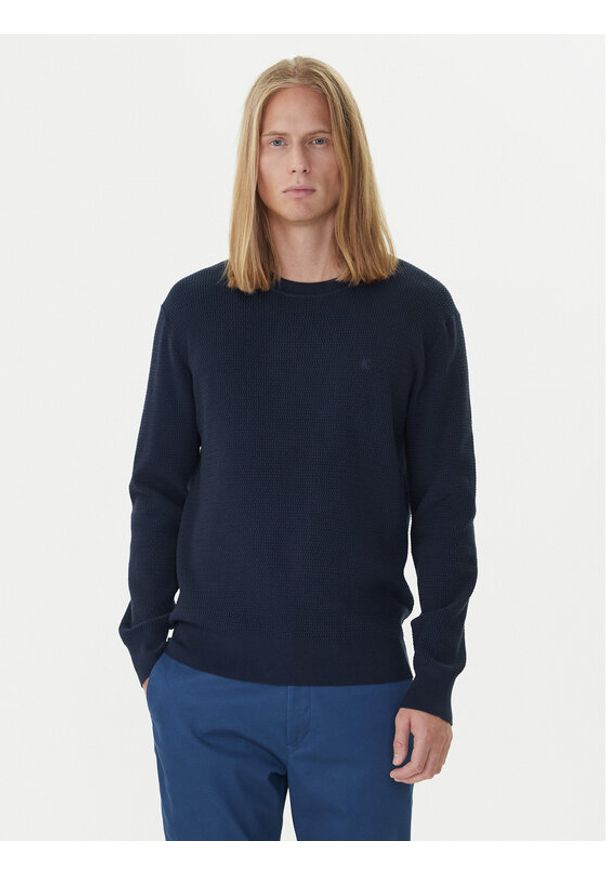 Calvin Klein Sweter LV04LB327G Granatowy Regular Fit. Kolor: niebieski. Materiał: bawełna