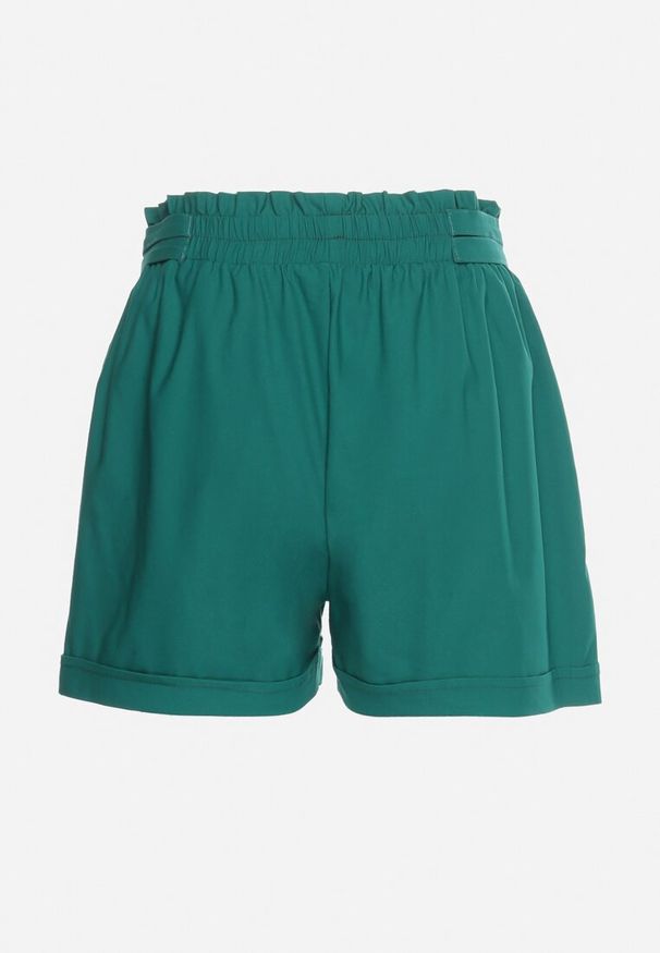 Born2be - Zielone Szorty z Gumką w Pasie i Wsuwanymi Kieszeniami Jospia. Stan: podwyższony. Kolor: zielony. Materiał: bawełna. Sezon: lato. Styl: elegancki, klasyczny