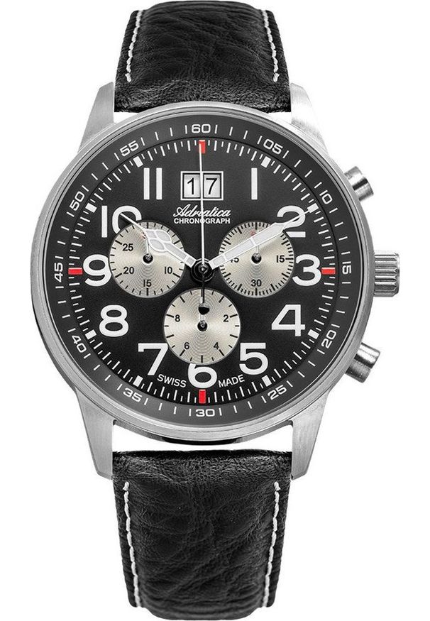 Zegarek Adriatica Zegarek męski Adriatica A1076.5224CHSIL czarny. Kolor: czarny