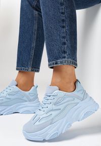 Born2be - Niebieskie Sneakersy Mortier. Wysokość cholewki: przed kostkę. Nosek buta: okrągły. Kolor: niebieski. Materiał: dresówka, materiał. Szerokość cholewki: normalna. Wzór: jednolity, gładki, aplikacja #3