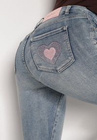 Born2be - Niebieskie Jeansy Skinny z Bawełną z Regularnym Stanem Tevalka. Okazja: na spacer, na co dzień. Kolor: niebieski. Styl: casual #4