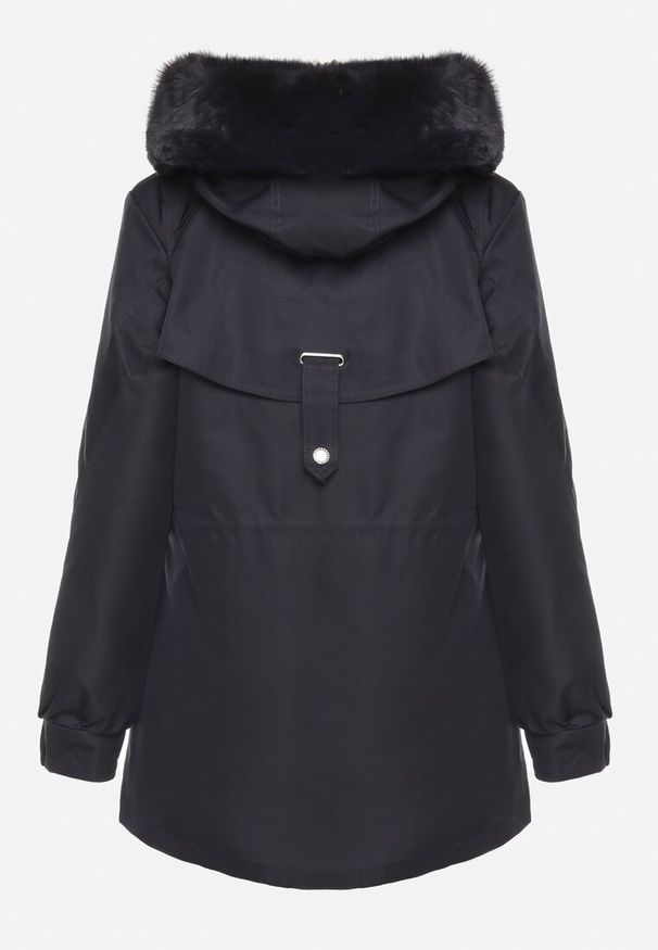 Born2be - Granatowa Kurtka Parka z Odpinanym Futerkowym Obszyciem przy Kapturze Inelithrae. Kolor: niebieski. Materiał: tkanina. Sezon: zima