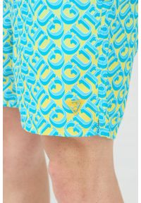 Guess - GUESS Męskie szorty kąpielowe niebiesko-żółte, Rozmiar XXL. Kolor: wielokolorowy. Materiał: poliester