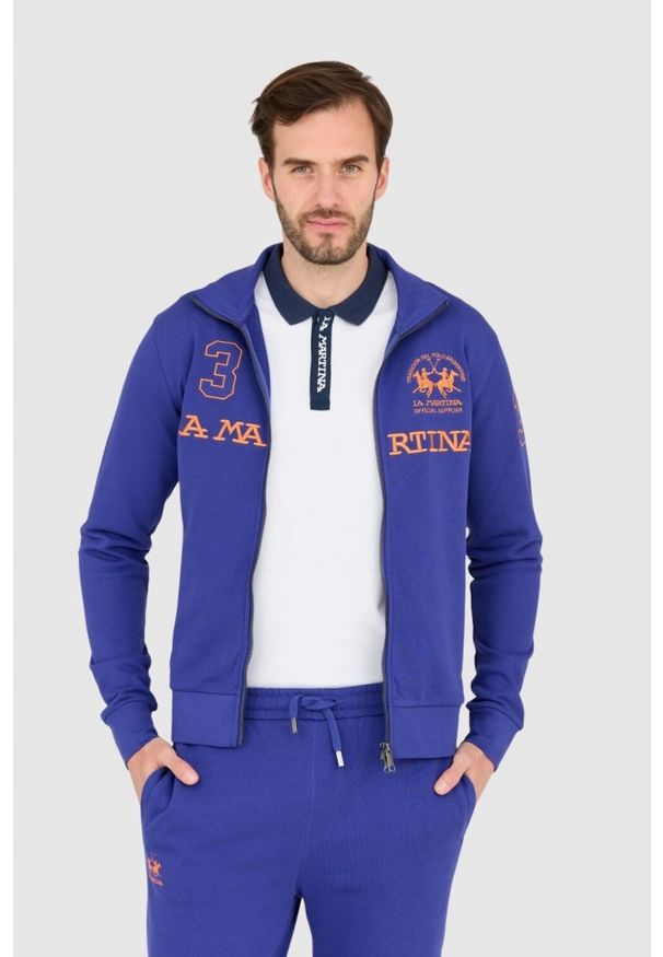 La Martina - LA MARTINA Fioletowa bluza męska na zamek, Rozmiar XL. Kolor: fioletowy