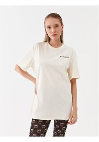 Pinko T-Shirt 101704 A13K Écru Relaxed Fit. Materiał: bawełna