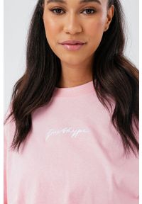 Hype t-shirt bawełniany kolor różowy. Kolor: różowy. Materiał: bawełna. Wzór: nadruk